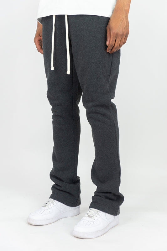 Fleece Stacked Sweatpants - Charcoal