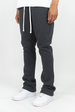 Fleece Stacked Sweatpants - Charcoal