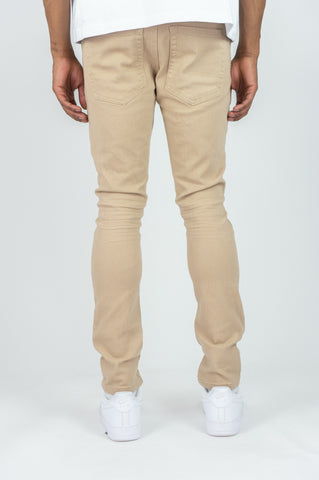 620 Color Twill Ripped Skinny Pants - Khaki