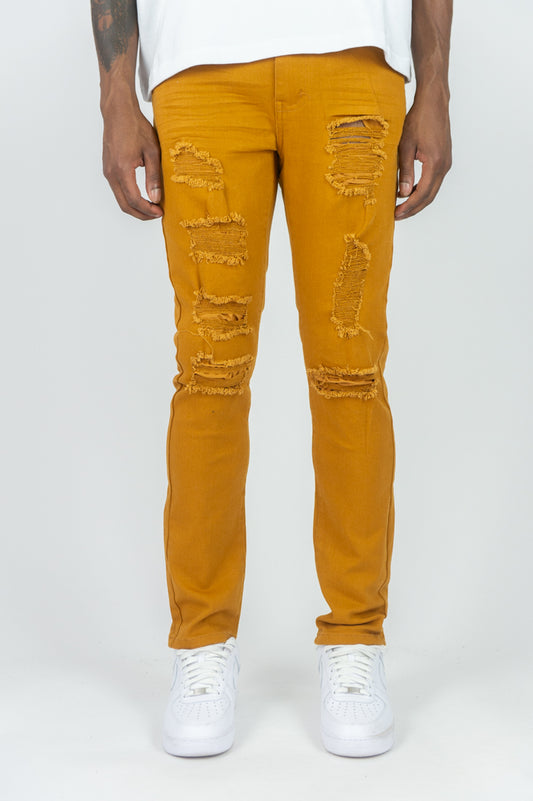 620 Color Twill Ripped Skinny Pants - Timber