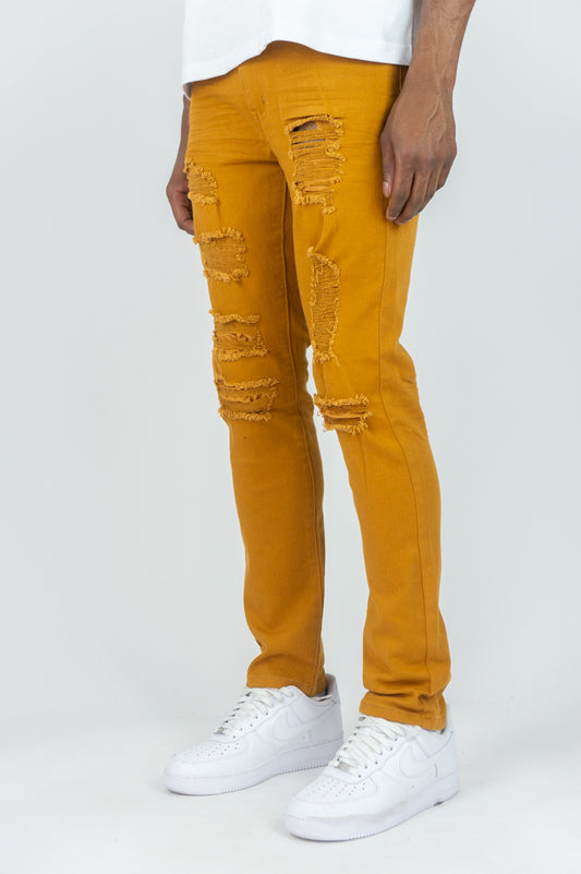 620 Color Twill Ripped Skinny Pants - Timber