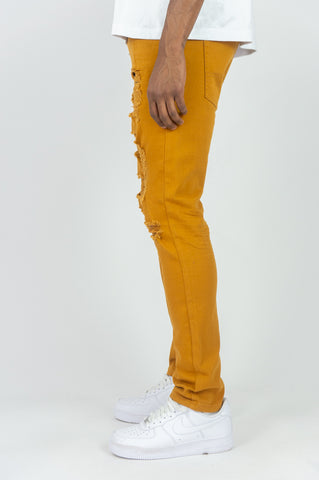 620 Color Twill Ripped Skinny Pants - Timber