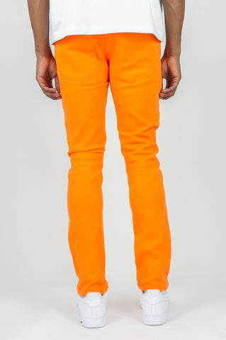 620 Color Twill Ripped Skinny Pants - Orange