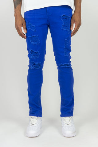 620 Color Twill Ripped Skinny Pants - Royal