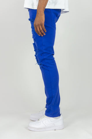 620 Color Twill Ripped Skinny Pants - Royal