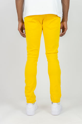 620 Color Twill Ripped Skinny Pants - Gold