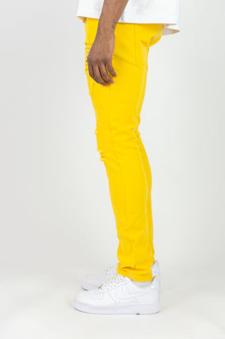 620 Color Twill Ripped Skinny Pants - Gold