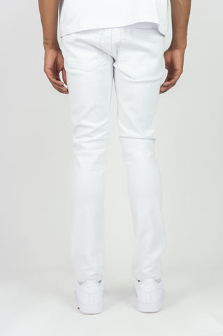 620 Color Twill Ripped Skinny Pants - White