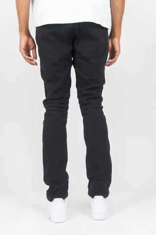 620 Color Twill Ripped Skinny Pants - Black