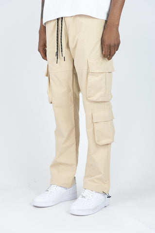 459R Double Cords Nylon Cargo Pants - Khaki