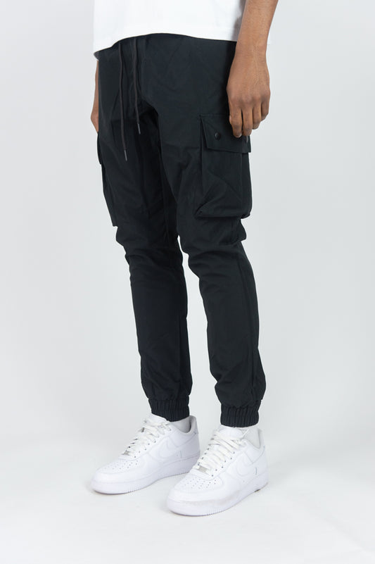 451R Solid Nylon Cargo Pants - Black