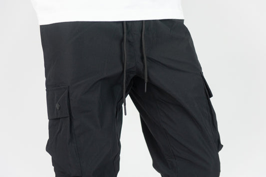 451R Solid Nylon Cargo Pants - Black