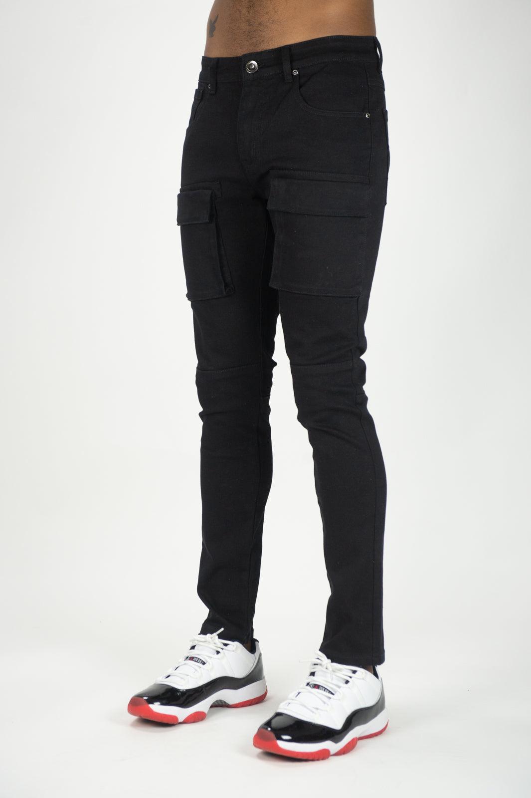 Front Cargo Twill Pants - Black - Rebel Minds