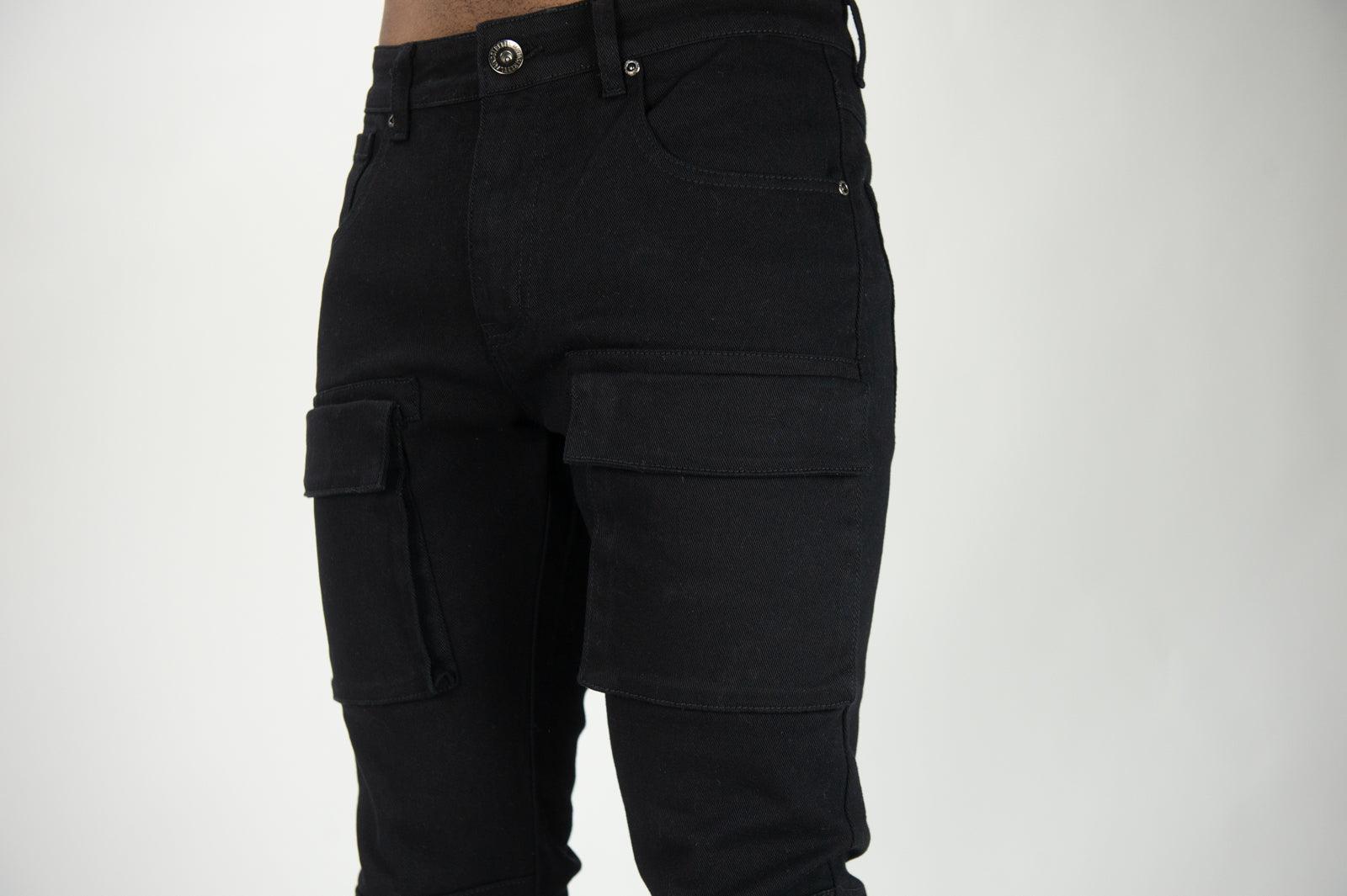 Front Cargo Twill Pants - Black - Rebel Minds