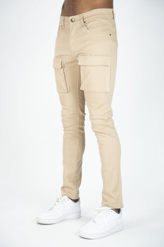 Front Cargo Twill Pants - Khaki - Rebel Minds