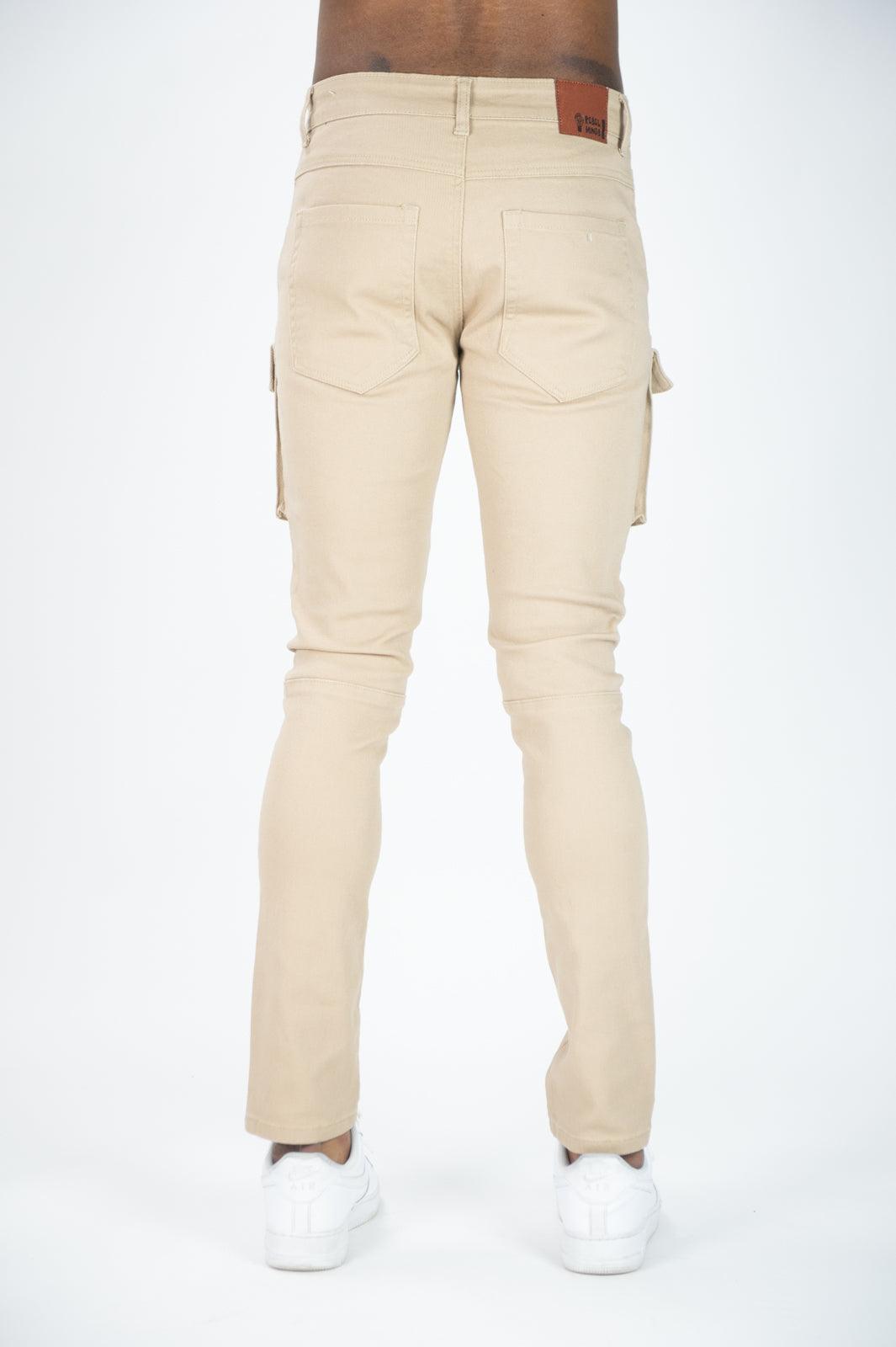 Front Cargo Twill Pants - Khaki - Rebel Minds