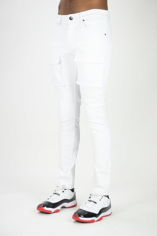 Front Cargo Twill Pants - White - Rebel Minds