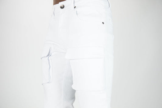 Front Cargo Twill Pants - White - Rebel Minds
