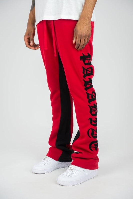 Paradise Fleece Stacked Sweatpants - Red - Rebel Minds