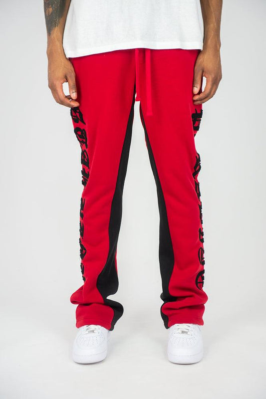 Paradise Fleece Stacked Sweatpants - Red - Rebel Minds