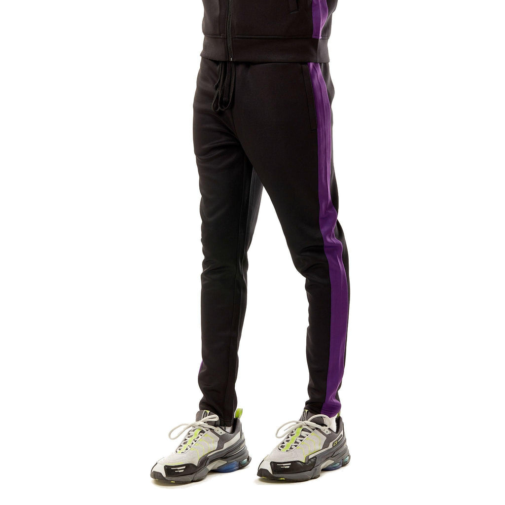 Black Purple Track Pants Men s Joggers Rebel Minds